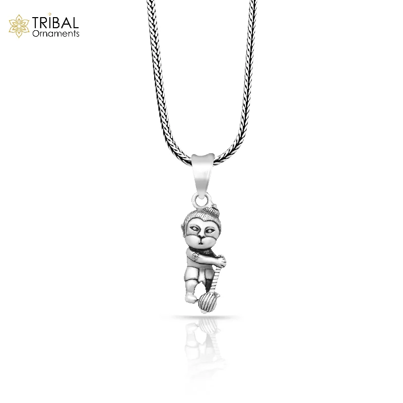 925 pure silver lord BAL HANUMAN pendant best gifting pendant, wheat chain necklace locket best gifting delicate unisex  jewelry  Nsp722