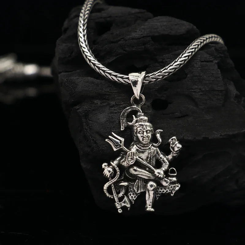 925 sterling silver divine Lord shiva MAHAKAL pendant, silver unique god pendant necklace jewelry NSP680/ps08