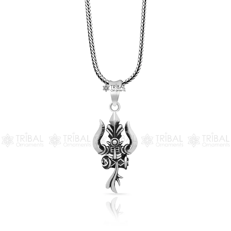 925 sterling silver Hindu idol Lord Shiva trident pendant, amazing vintage design gifting pendant customized god jewelry nsp812