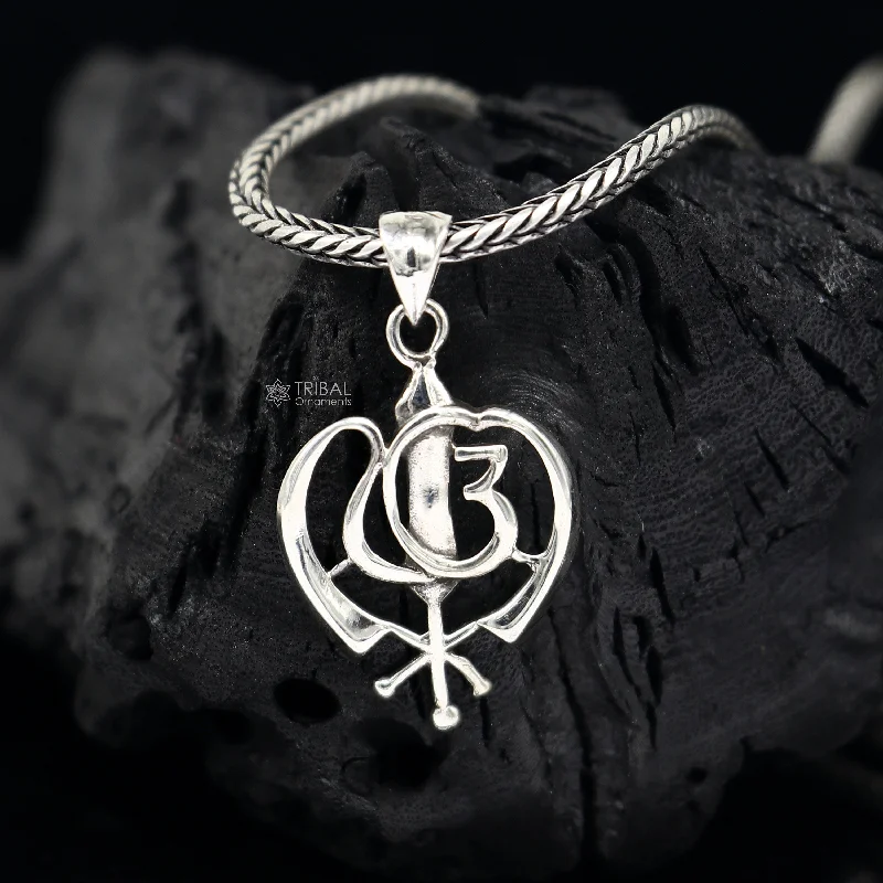 925 Sterling silver unique design divine Punjabi Sikh Khalsa pendant best gifting jewelry NSP750/PS76