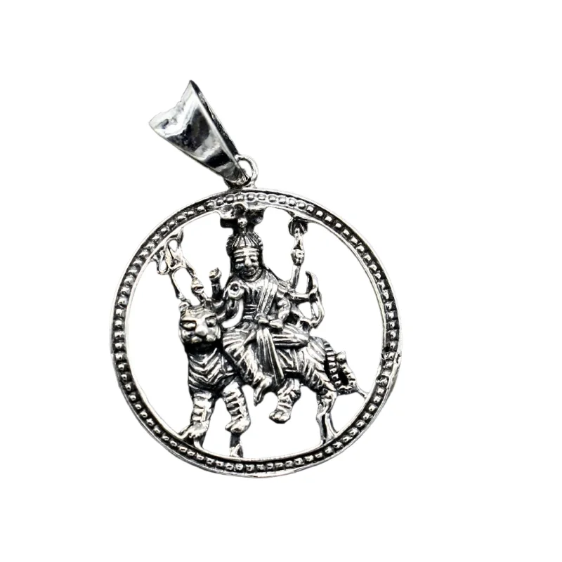 Divine 925 sterling silver Goddess bhawani/ Durga mataji with lion pendant, amazing unisex pendant locket goddess tribal jewelry ssp1560