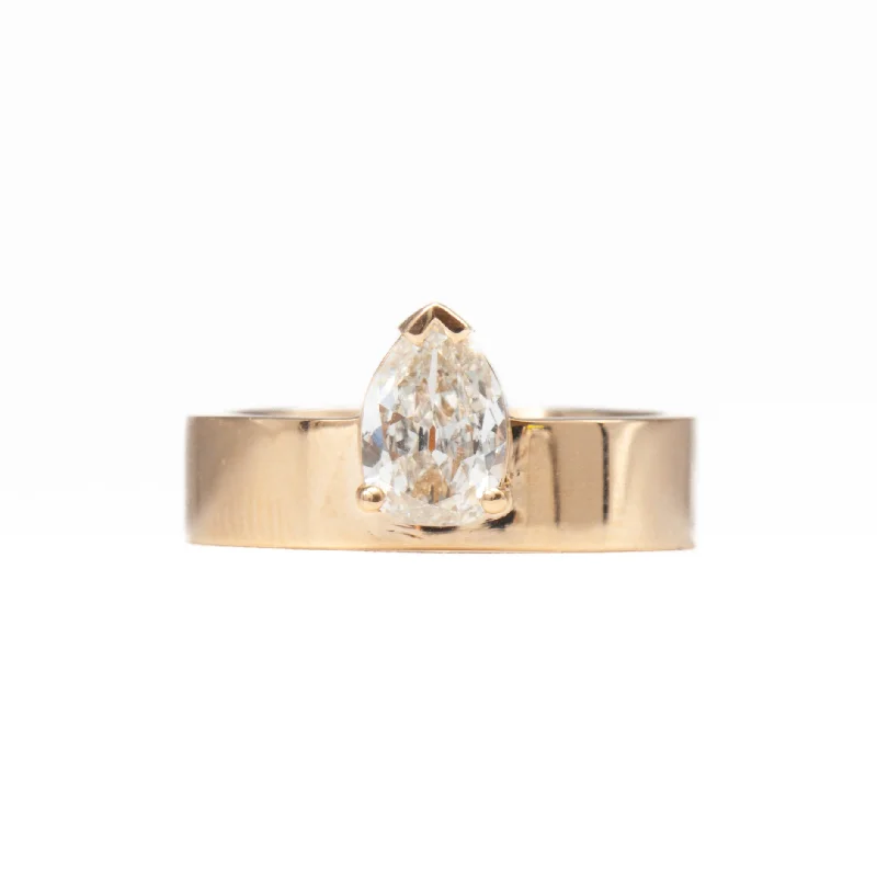 0.63 ct Antique Pear Diamond Monolith Ring