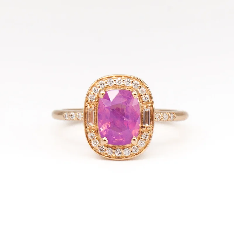 1.58 ct Purple-Pink Cushion Sapphire Athena Ring