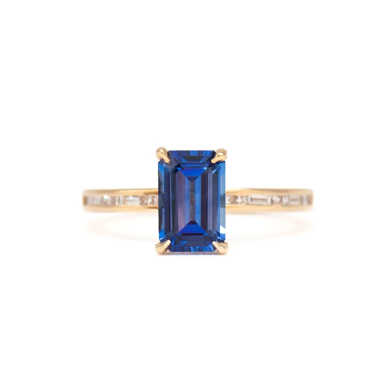 1.65 ct Emerald-cut Blue Sapphire Portico Ring