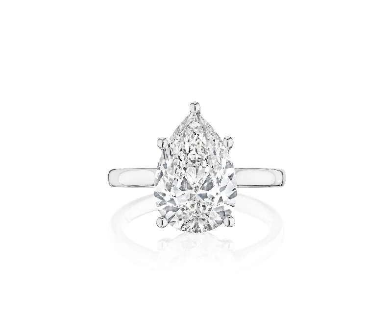 Fink's Exclusive Solitaire Pear Five Prong Engagement Ring