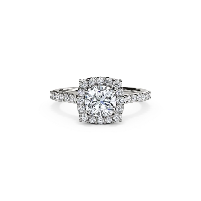 The Studio Collection Cushion Center Diamond and Cushion Halo Engagement Ring