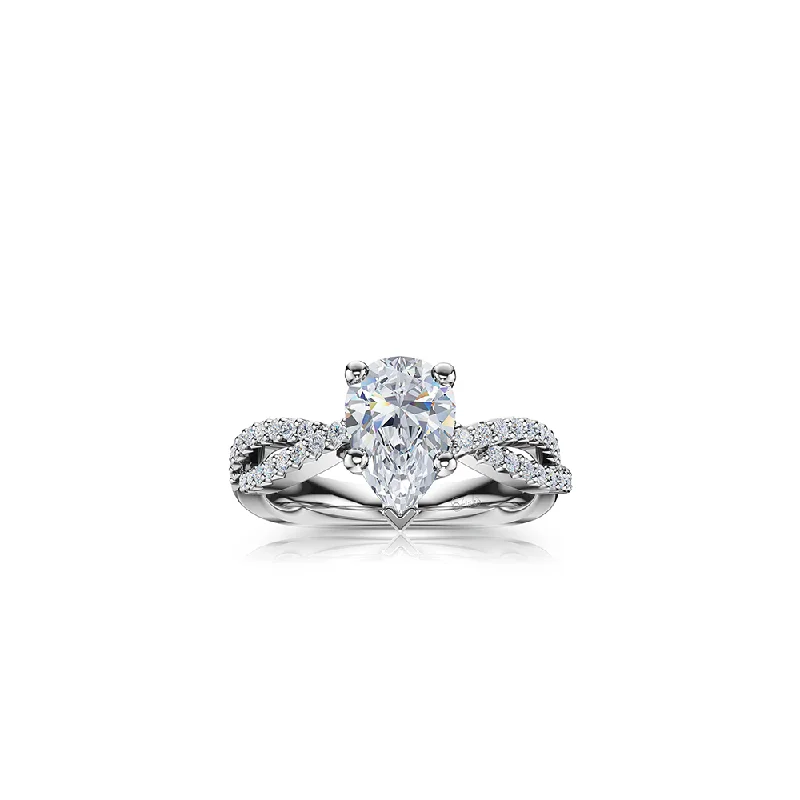 The Studio Collection Pear Shape Diamond Twist Shank Engagement Ring