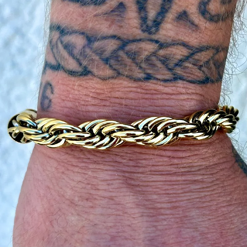 10MM Rope Chain Bracelet- Gold - B63