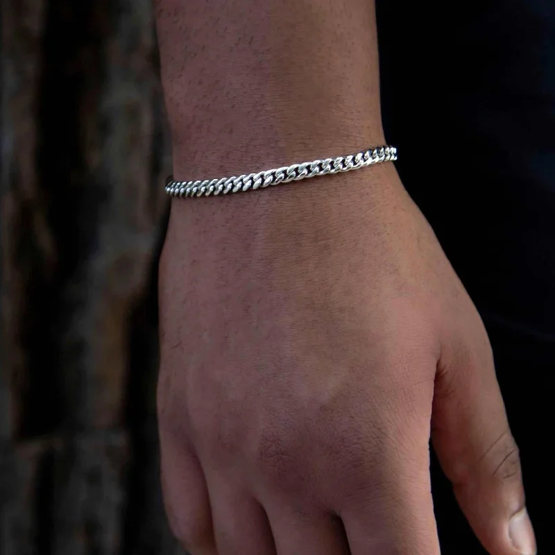 Cuban Link Bracelet in White Gold - 5mm