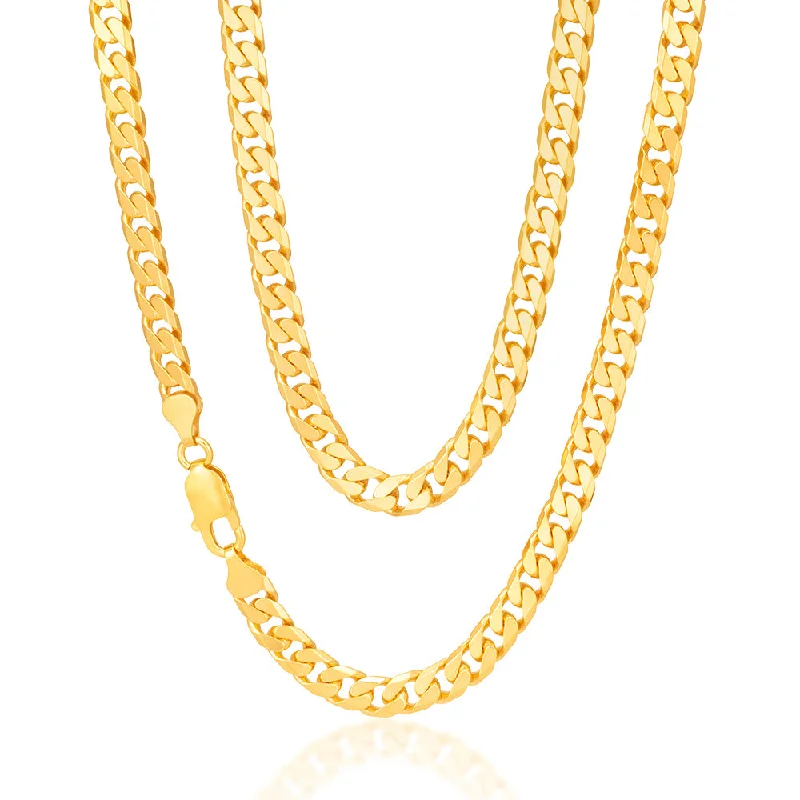 9ct Yellow Heavy Solid Gold Curb Flat Bevelled 55cm Chain 200 Gauge