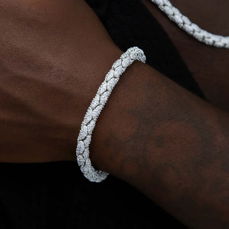 Diamond Pave Reptile Bracelet in White Gold