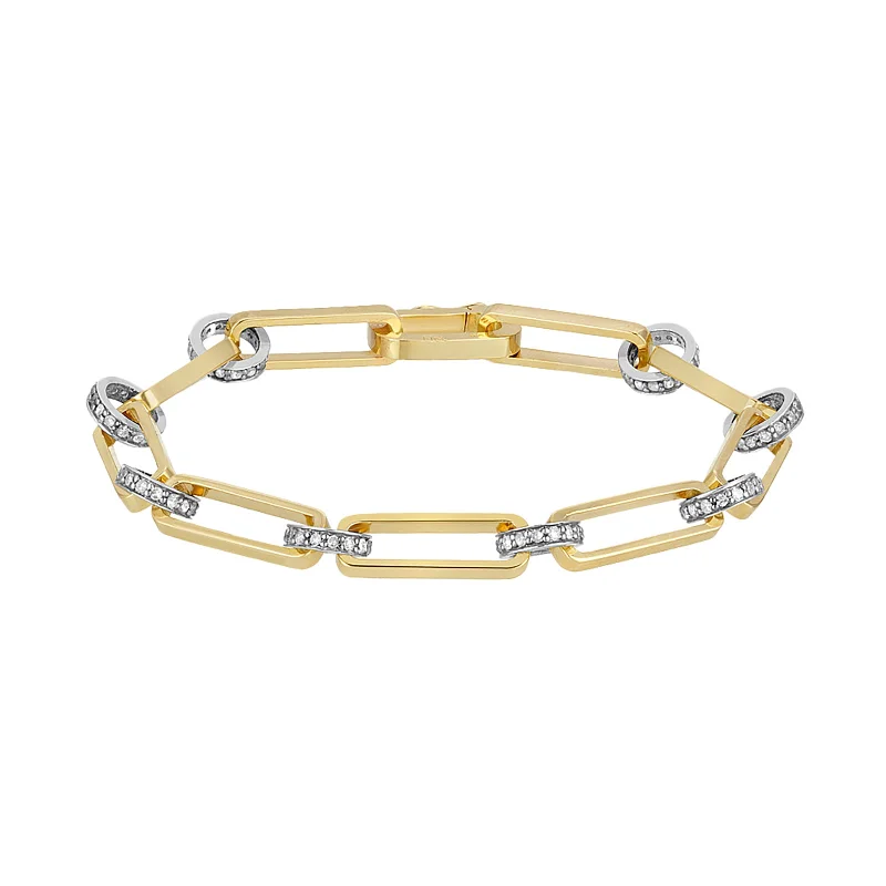 Oval Link Chain Bracelet - Yellow Gold & Silver