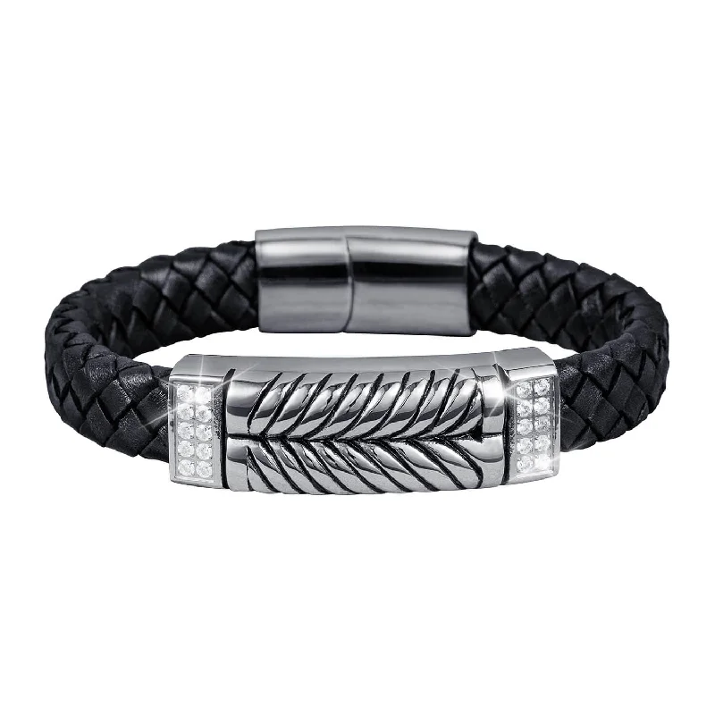 Skyline Leather Steel Bracelet