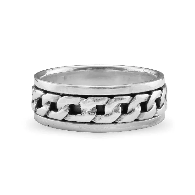 Sterling Silver Chain Spinner Ring / SSR0034