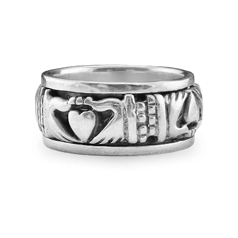 Sterling Silver Celtic Claddagh Spinner Ring / SSR0031