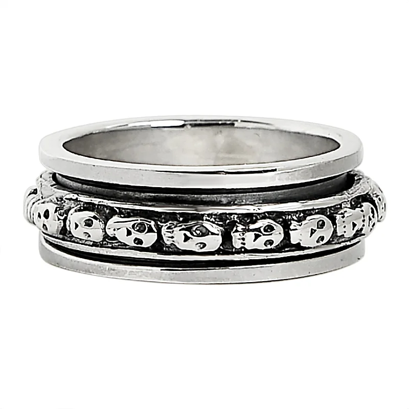 Sterling Silver Skull Spinner Ring / SSR0039