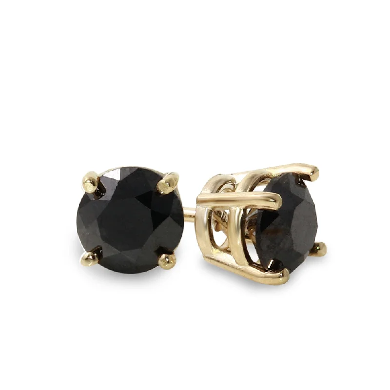 10K Yellow Gold 5/8 CTW Rd Black Diamond Stud Earrings