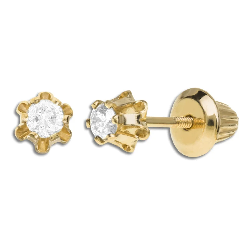 Kiddie Kraft 14KT Yellow Gold 1/7 CTW Round Diamond Childrens Stud Earrings