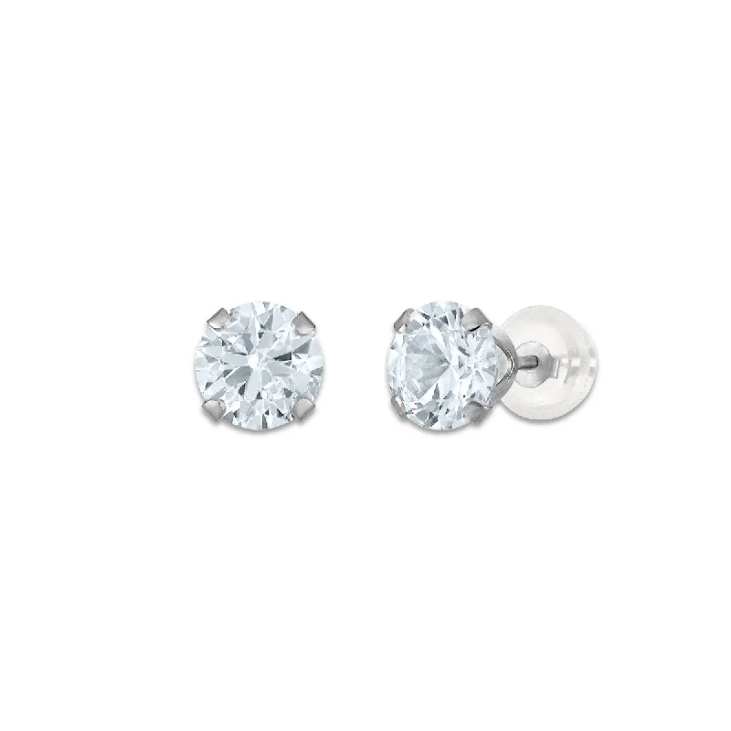 White Sapphire Birthstone Stud Earrings in 10KT Gold