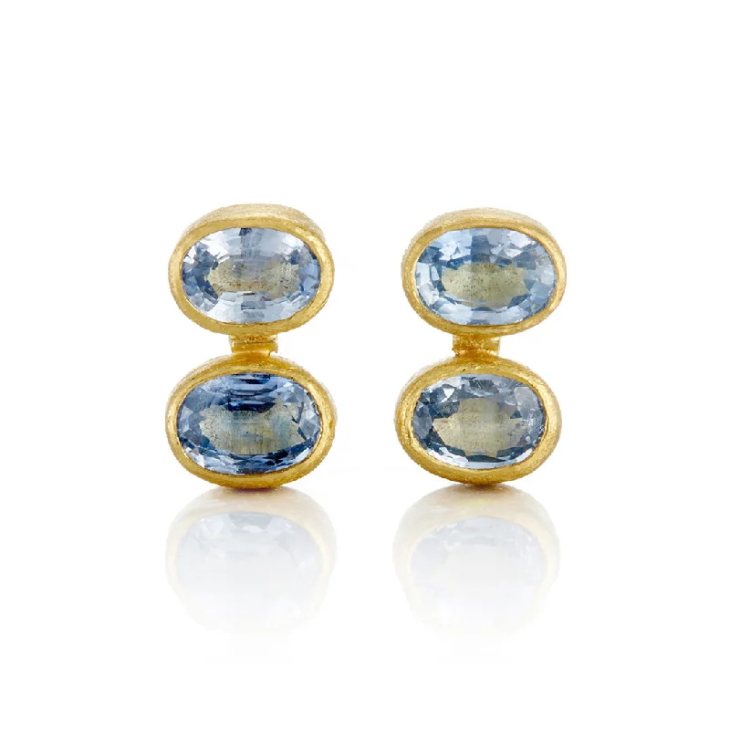 Double Sapphire Oval Earrings