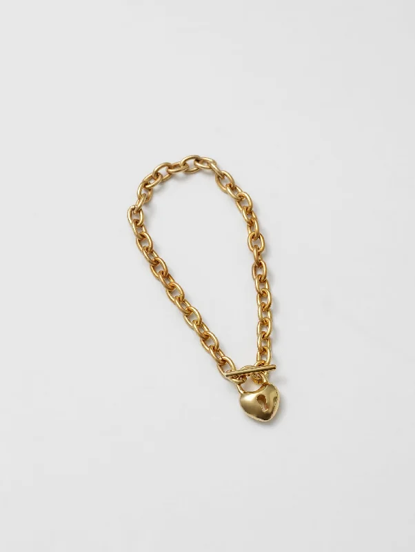 Heart Lock Bracelet in Gold