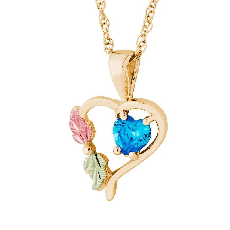 Landstrom's Black Hills Gold December Heart Birthstone Pendant